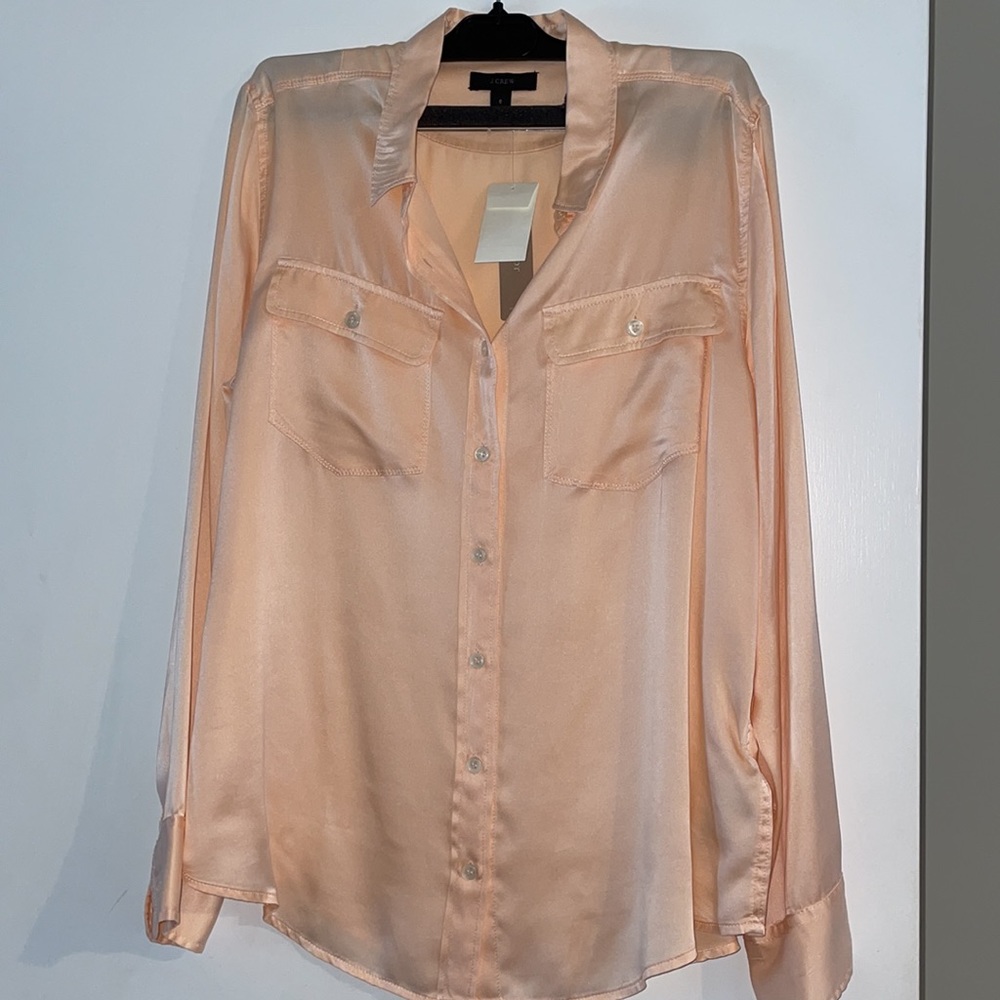 Silk Peach J.Crew Button-Up Shirt